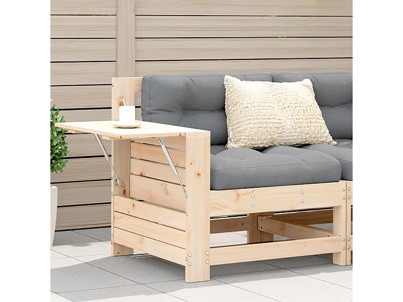 Canapé de jardin accoudoir avec coussin bois massif de pin