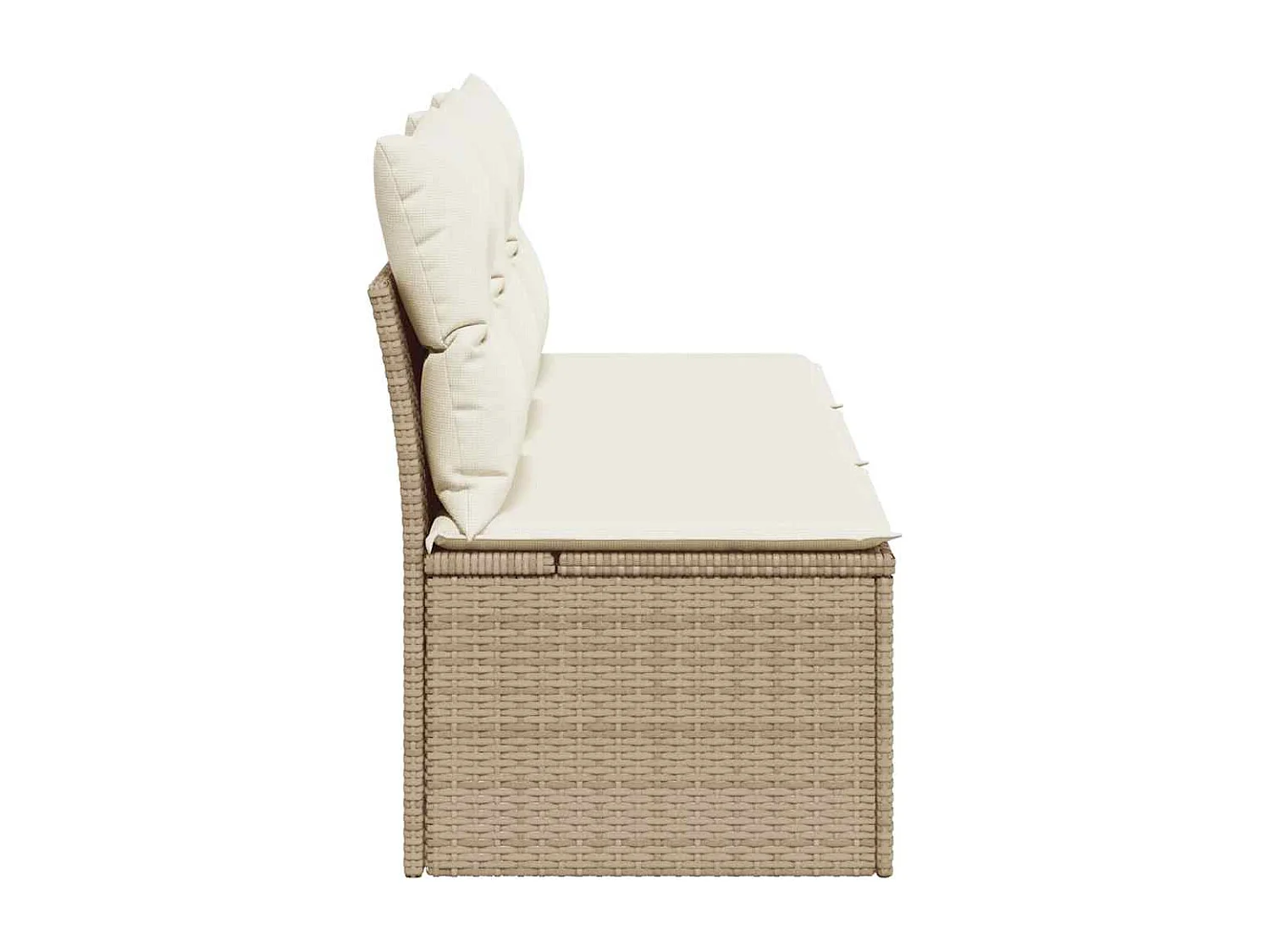 Gartensofa mit Kissen 3-Sitzer Beige Poly Rattan