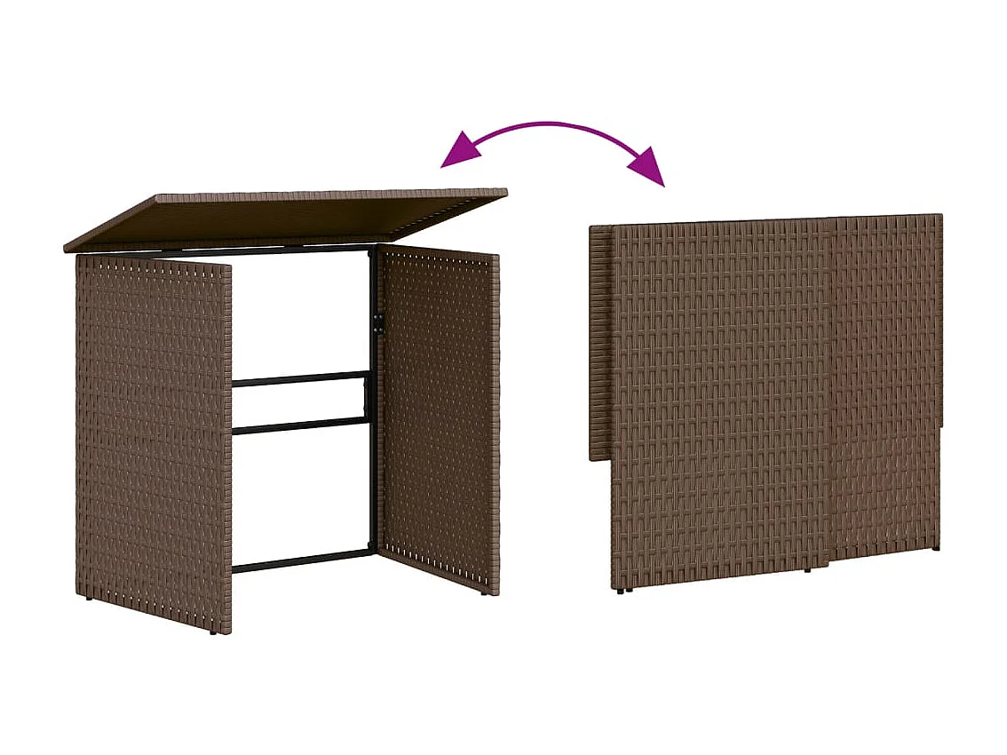 Sofá de jardim forma de L c/ mesa e almofadões vime PE castanho