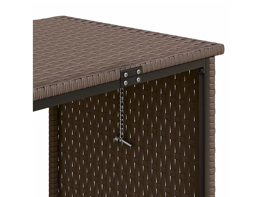 Divano da Giardino con Tavolo e Cuscini a L Marrone Polyrattan