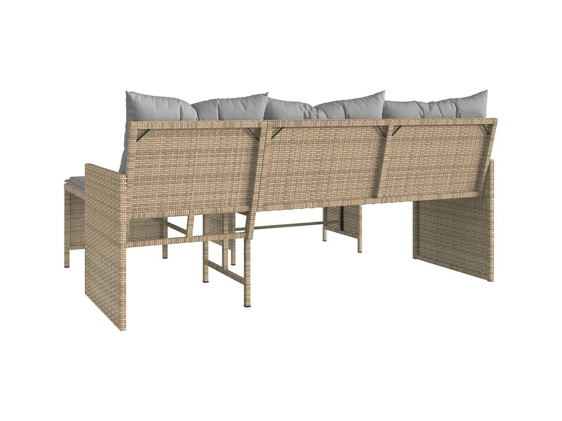 Canapé de jardin table et coussins en forme de L mélange beige