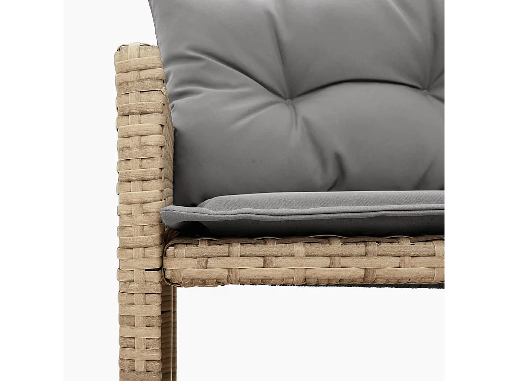 Gartensofa in L-Form mit Tisch und Kissen Beige Poly Rattan