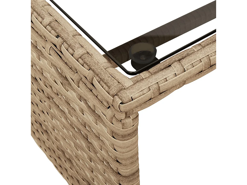 Gartensofa in L-Form mit Tisch und Kissen Beige Poly Rattan