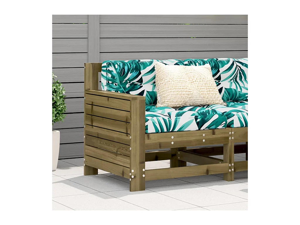 Canapé de jardin accoudoir avec coussin bois de pin imprégné
