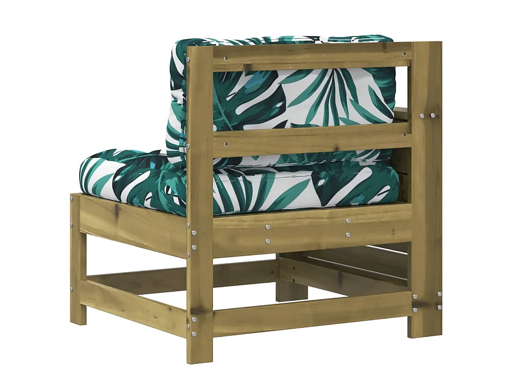 Canapé de jardin accoudoir avec coussin bois de pin imprégné