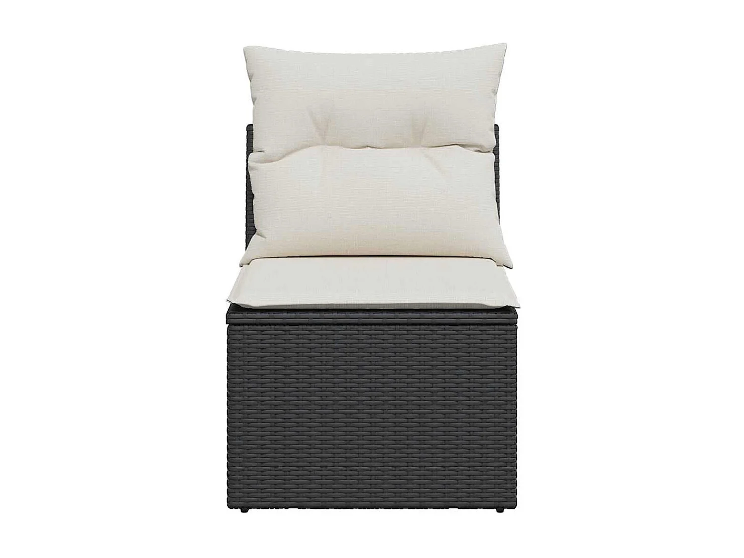 Chaise de jardin sans accoudoirs avec coussins noir poly rotin