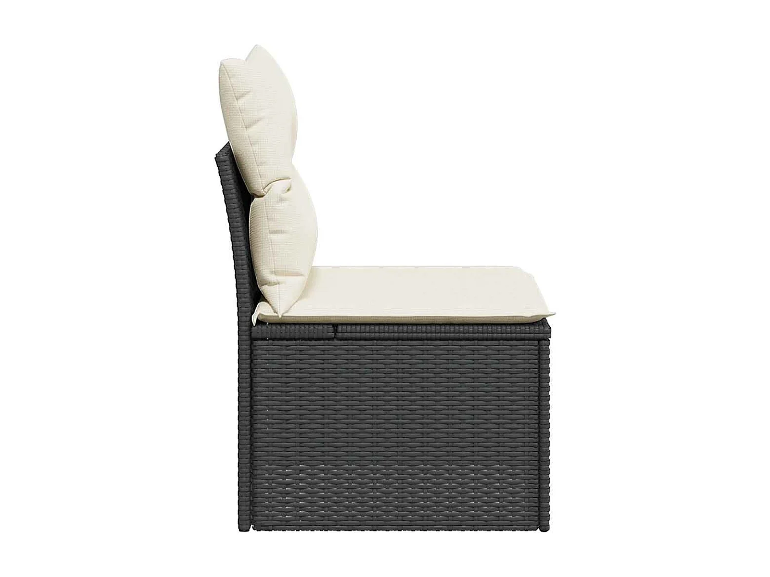 Chaise de jardin sans accoudoirs avec coussins noir poly rotin