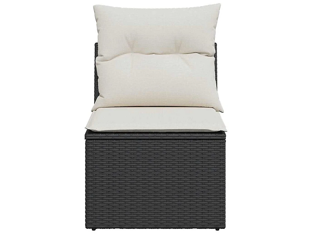 Chaise de jardin sans accoudoirs avec coussins noir poly rotin