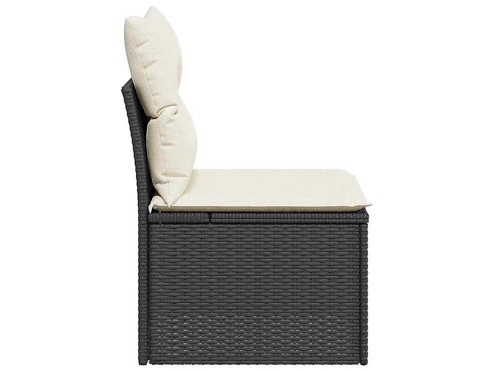 Chaise de jardin sans accoudoirs avec coussins noir poly rotin