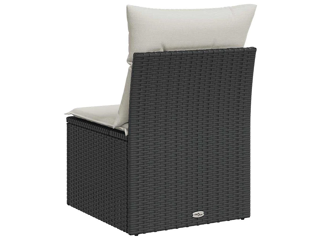 Chaise de jardin sans accoudoirs avec coussins noir poly rotin