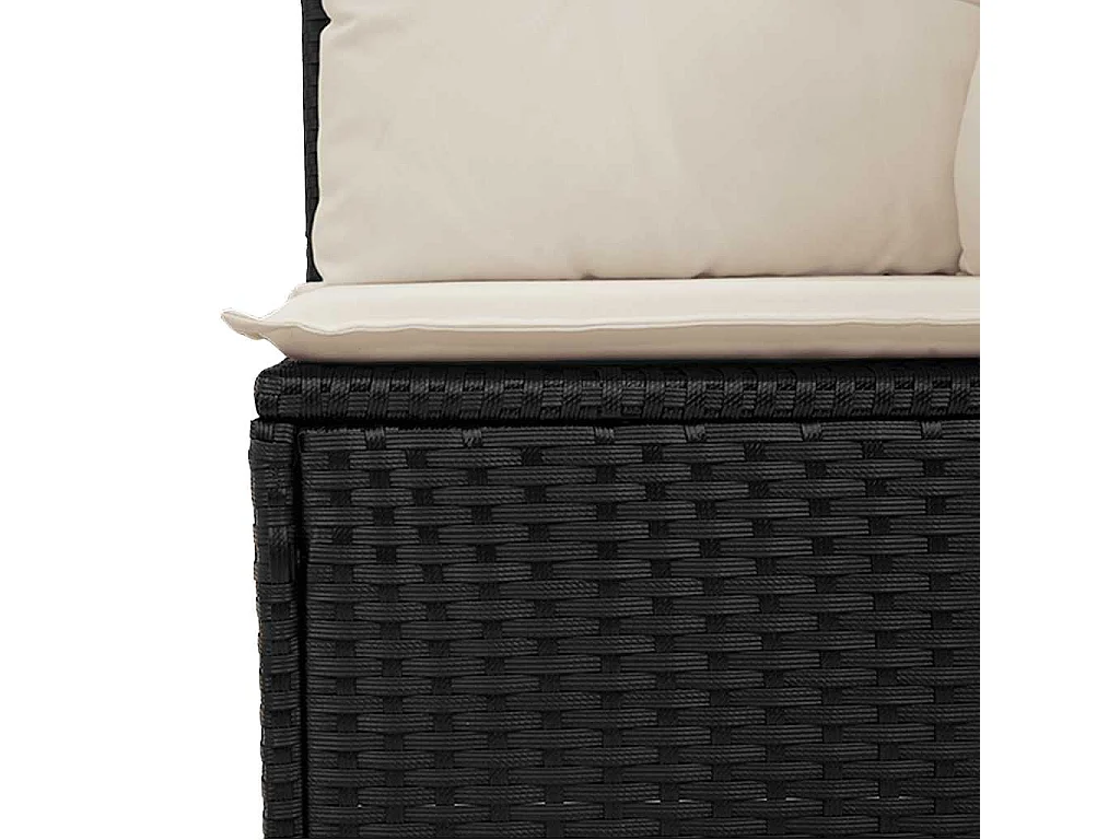 Chaise de jardin sans accoudoirs avec coussins noir poly rotin