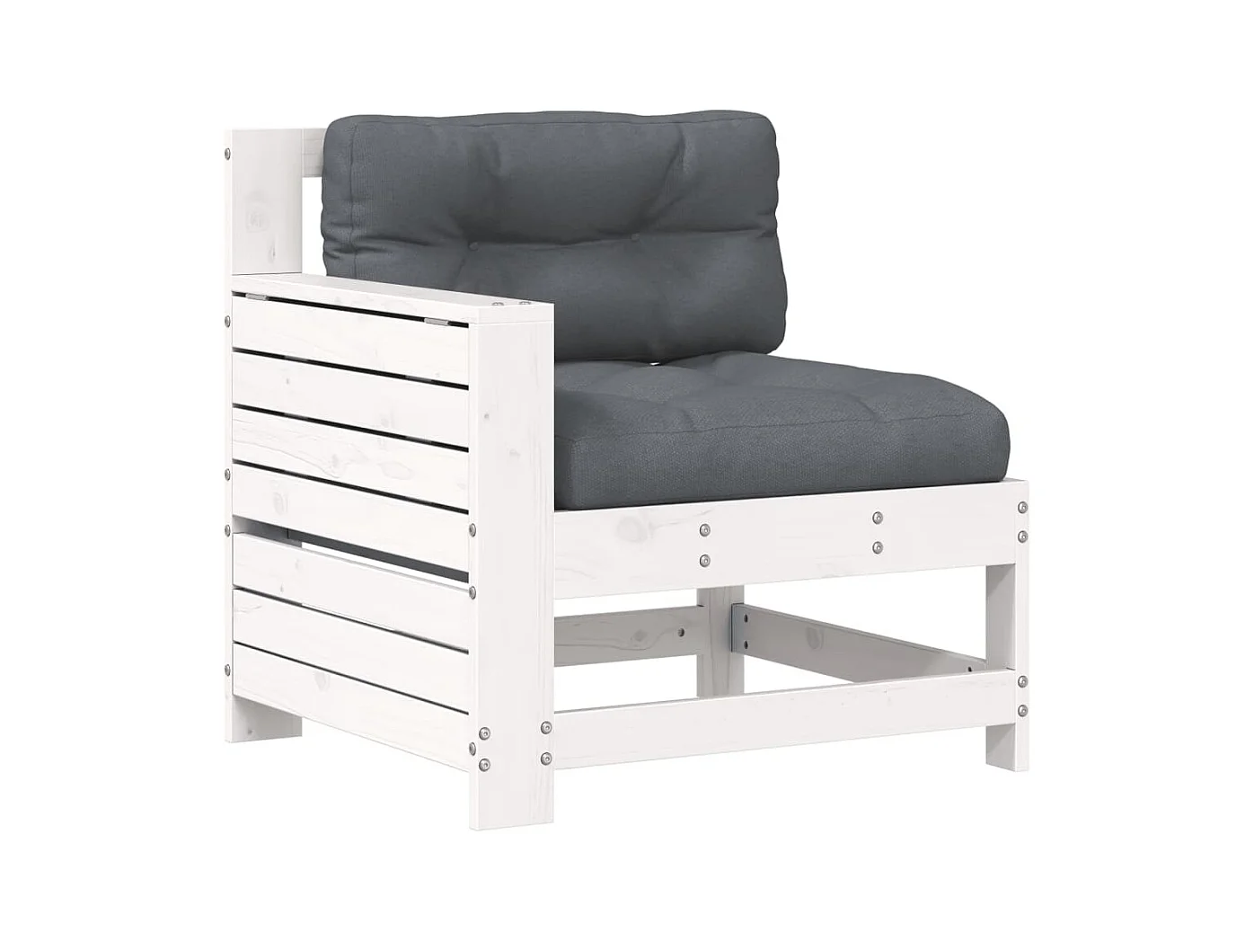 Canapé de jardin accoudoir et coussin blanc bois massif de pin