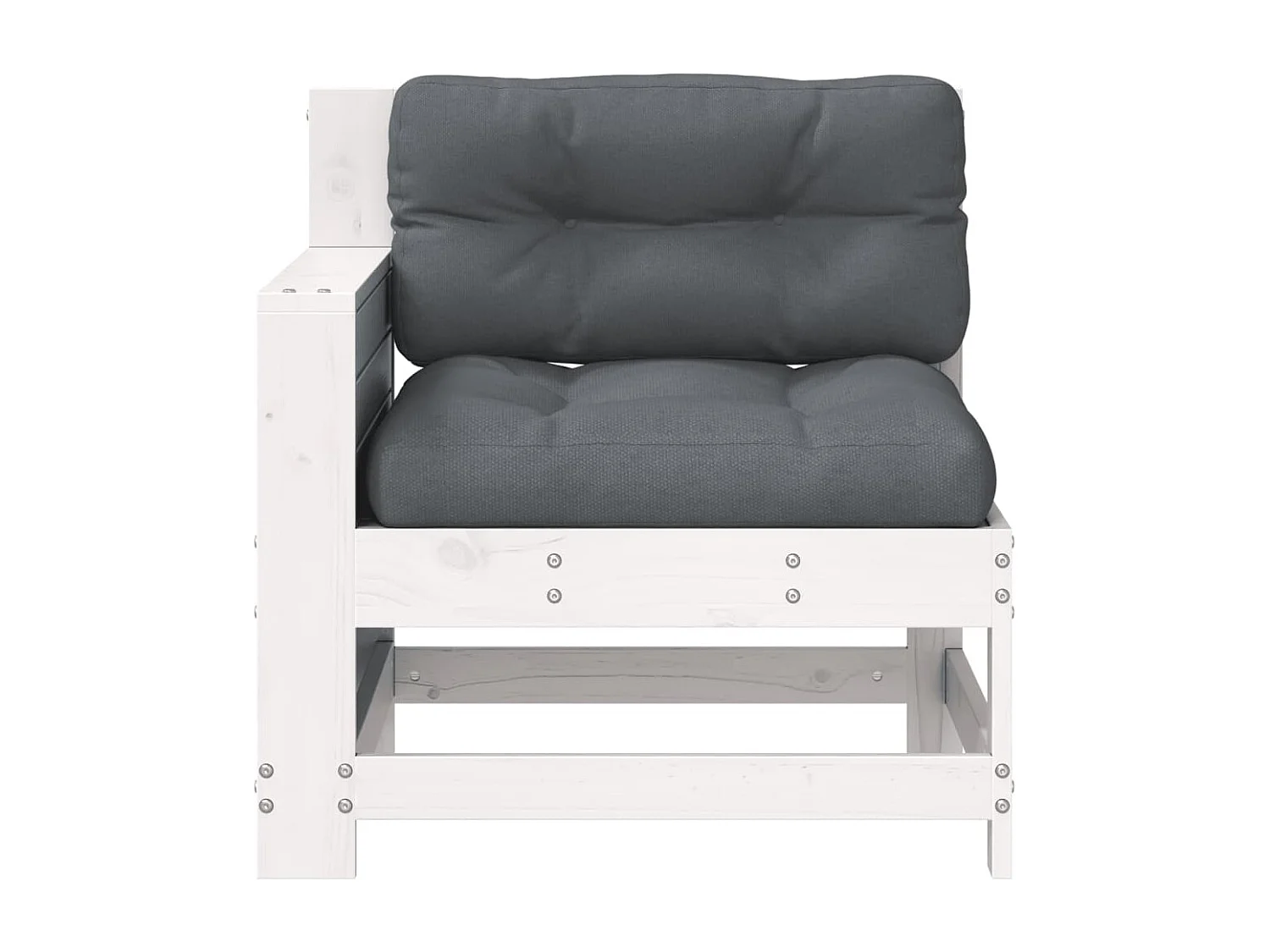 Canapé de jardin accoudoir et coussin blanc bois massif de pin