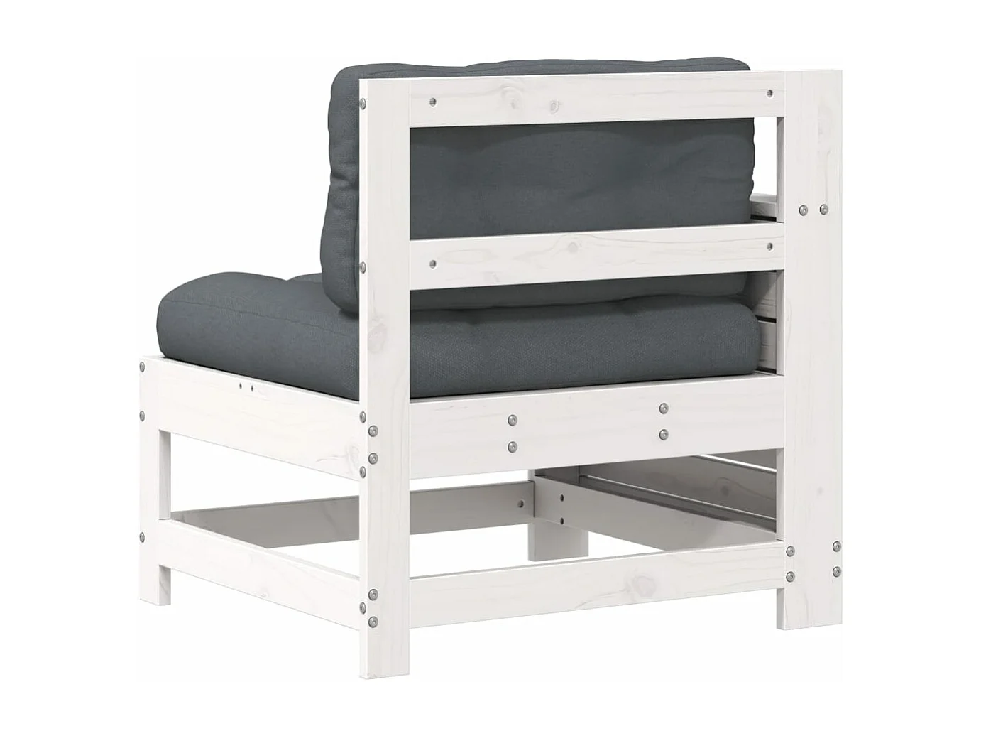 Canapé de jardin accoudoir et coussin blanc bois massif de pin