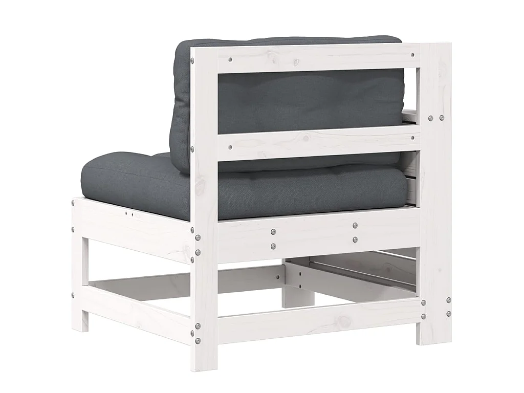 Canapé de jardin accoudoir et coussin blanc bois massif de pin