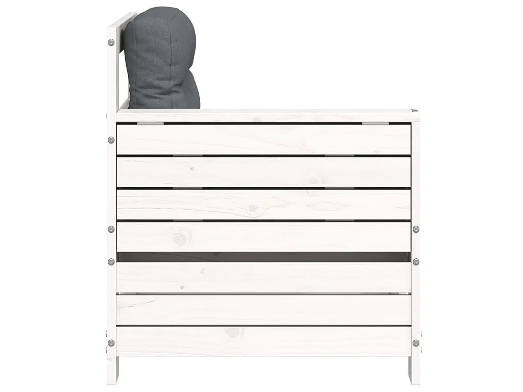 Canapé de jardin accoudoir et coussin blanc bois massif de pin