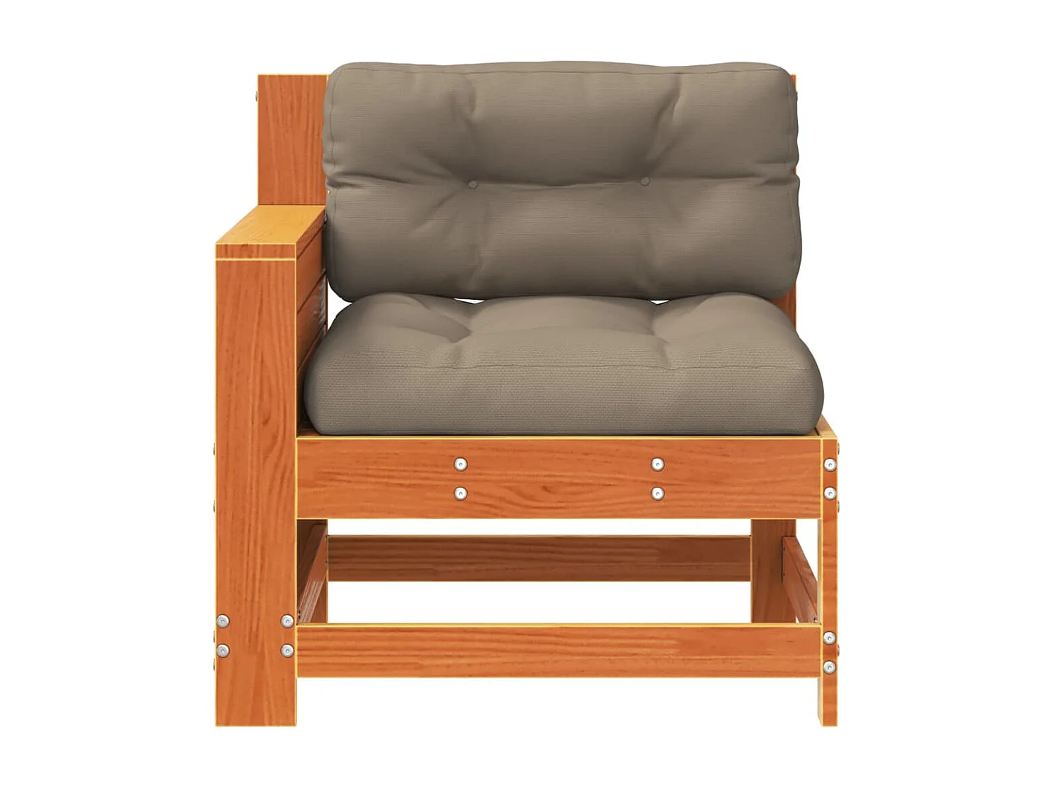 Canapé de jardin accoudoir coussins cire marron bois pin massif