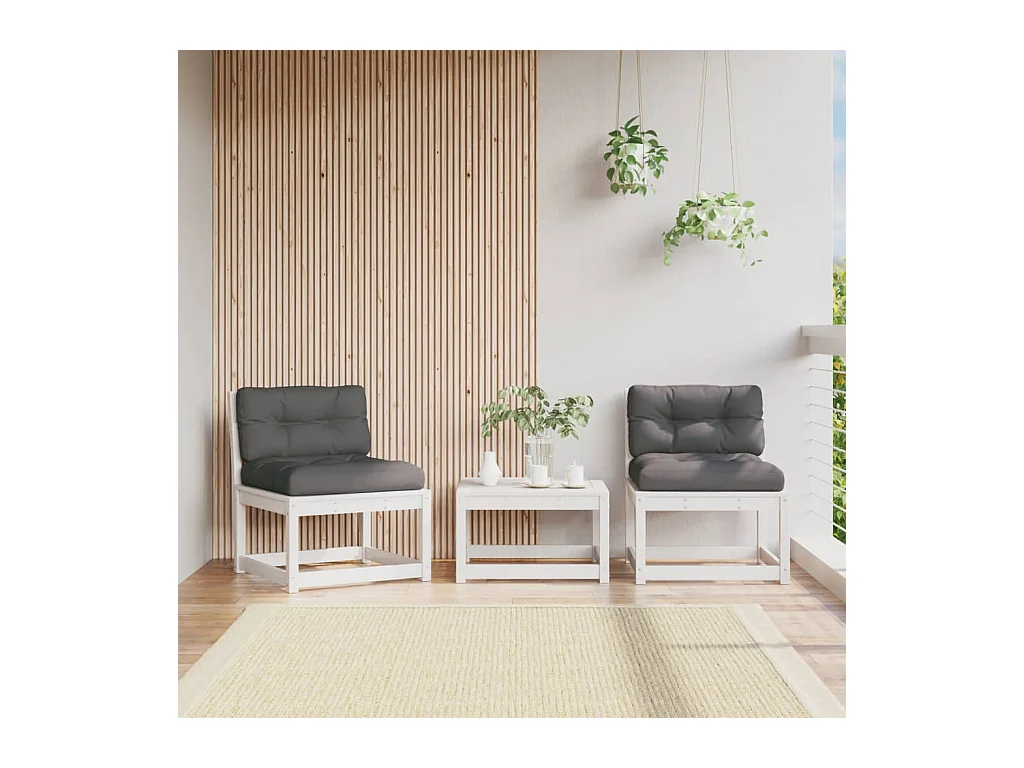 Divani Giardino con Cuscini 2pz Legno Massello di Pino Bianco