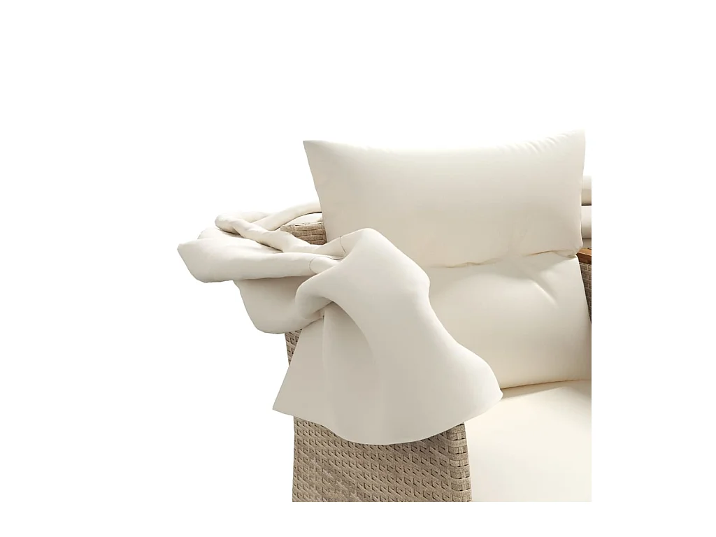 Canapé de jardin 2 places avec auvent et tabourets beige rotin