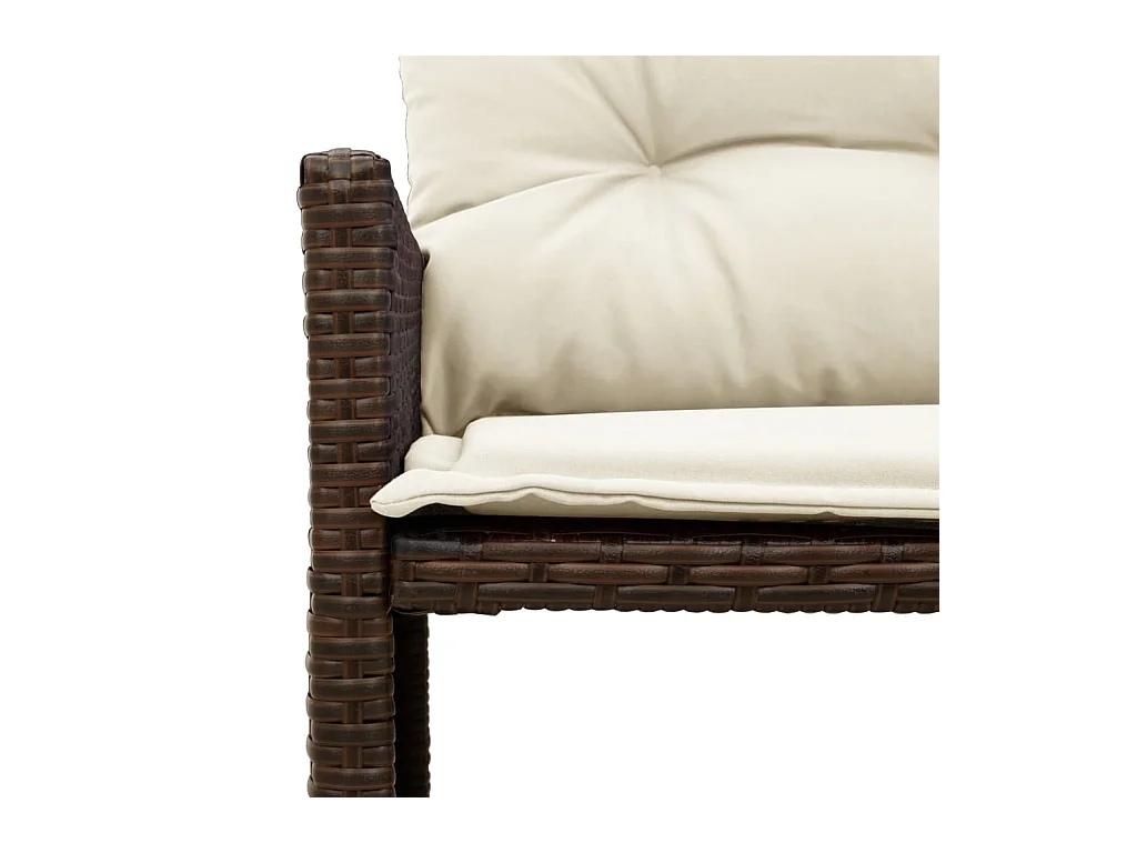Canapé de jardin avec table et coussins en forme de L marron