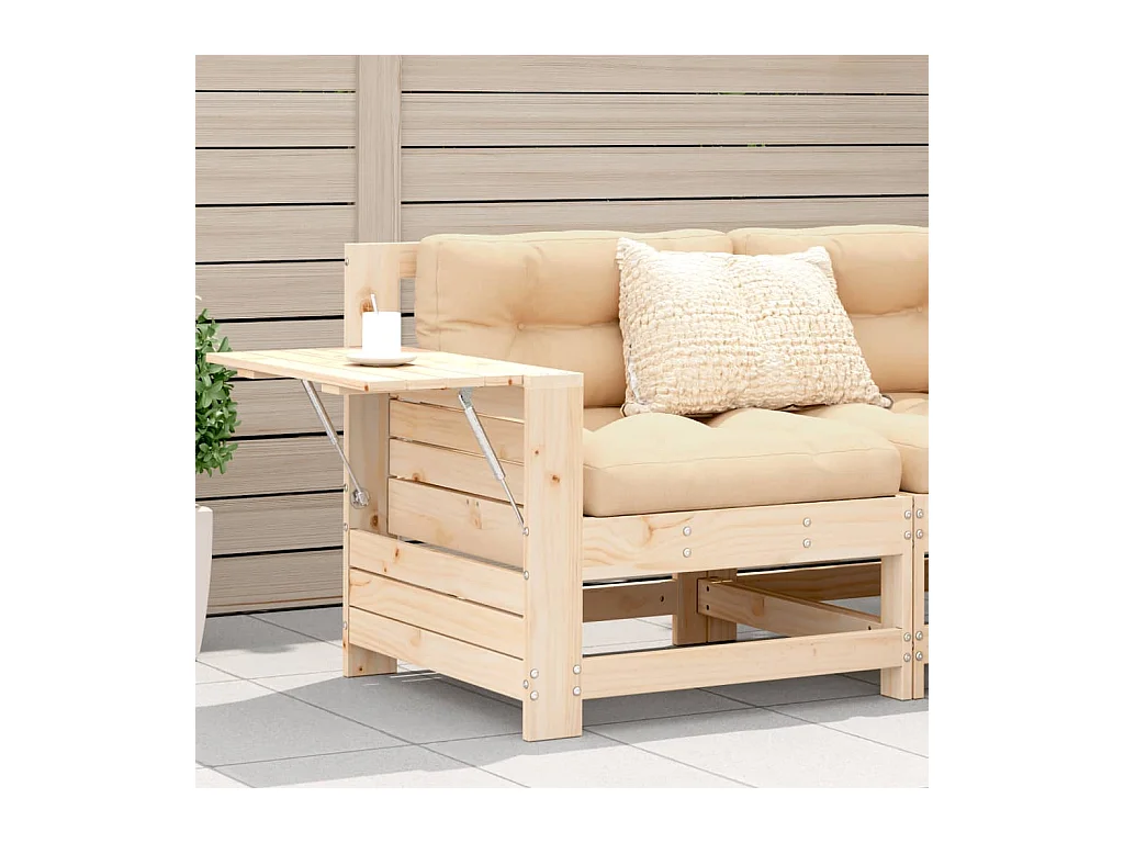 Canapé de jardin accoudoir avec coussin bois massif de pin