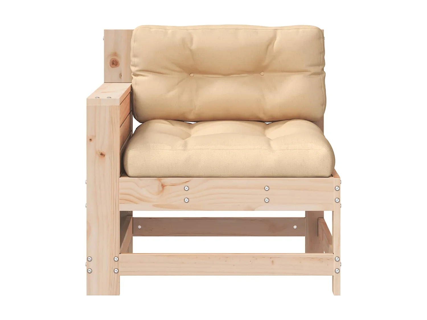 Gartensofa mit Armlehne und Kissen Massivholz Kiefer