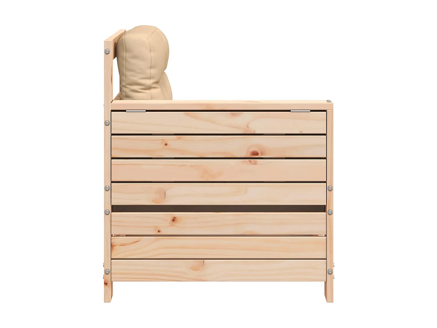 Gartensofa mit Armlehne und Kissen Massivholz Kiefer
