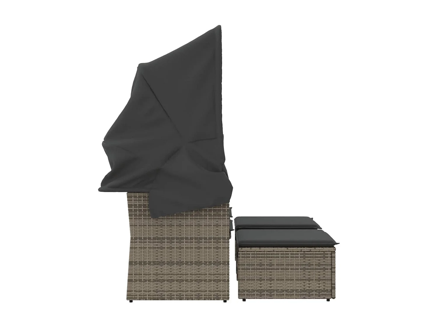 Divano Giardino 2Posti Baldacchino e Sgabelli Grigio Polyrattan