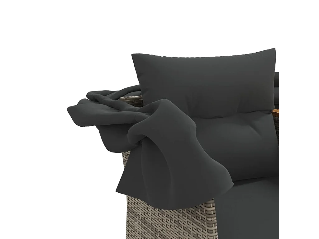 Divano Giardino 2Posti Baldacchino e Sgabelli Grigio Polyrattan