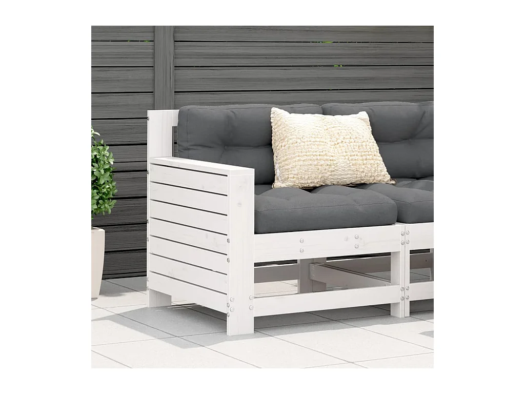 Canapé de jardin accoudoir blanc 69x62x70,5 cm bois pin massif