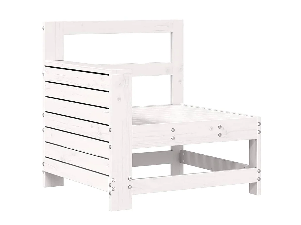 Gartensofa mit Armlehne Weiß 69x62x70,5 cm Massivholz Kiefer