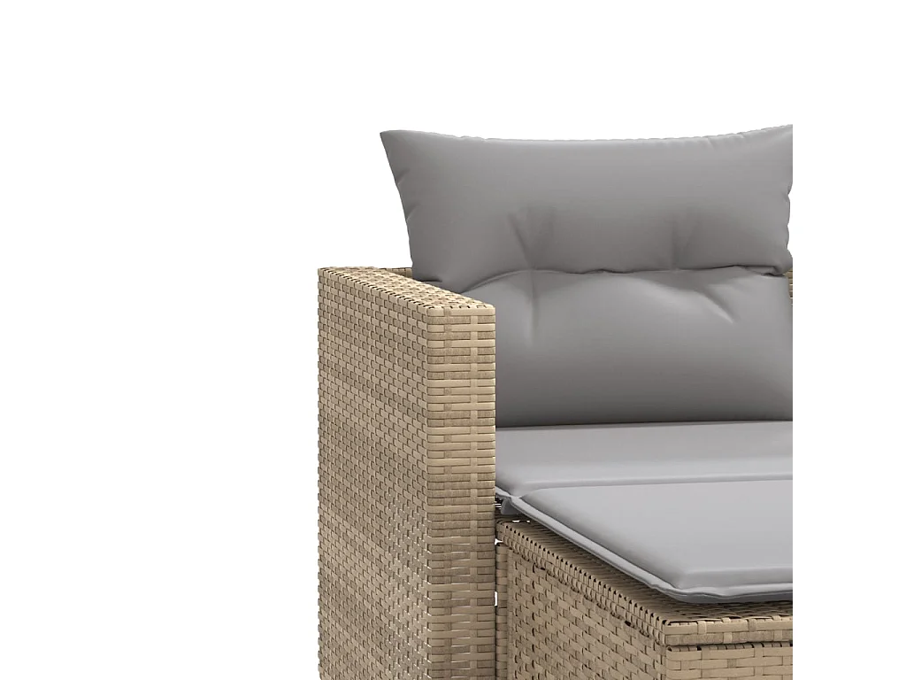 Gartensofa 2-Sitzer mit Hockern Beige Poly Rattan