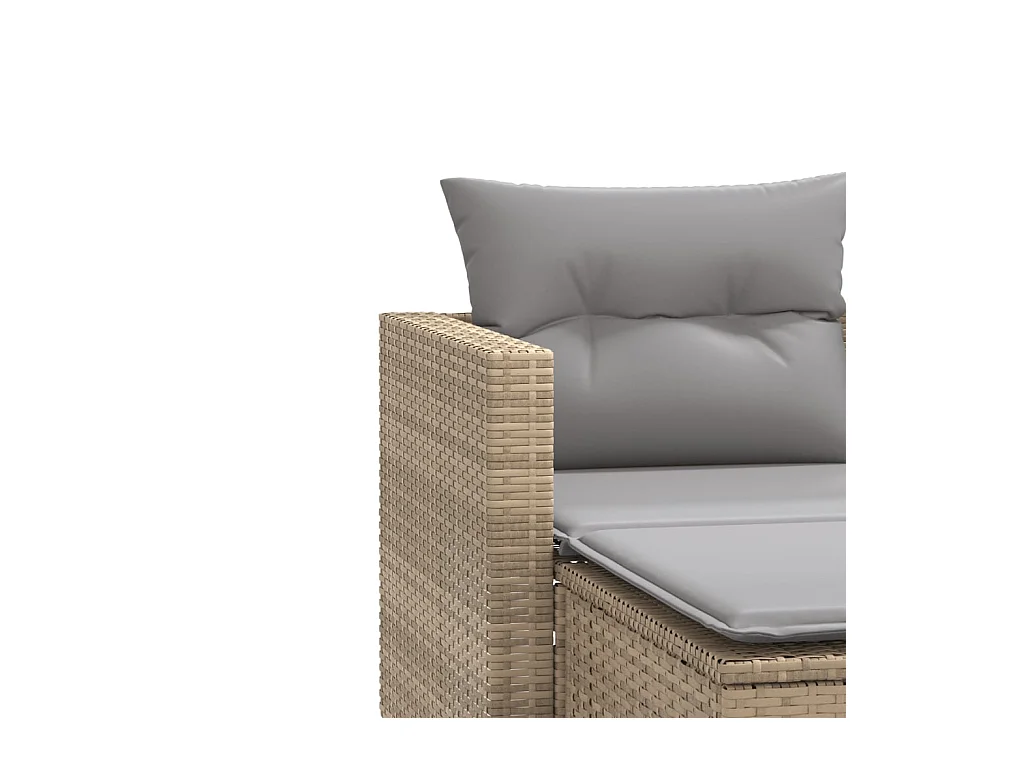 Canapé de jardin 2 places avec tabourets beige résine tressée