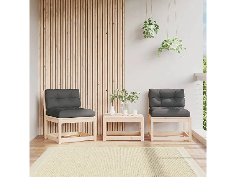 Gartensofas mit Kissen 2 Stk. Massivholz Kiefer