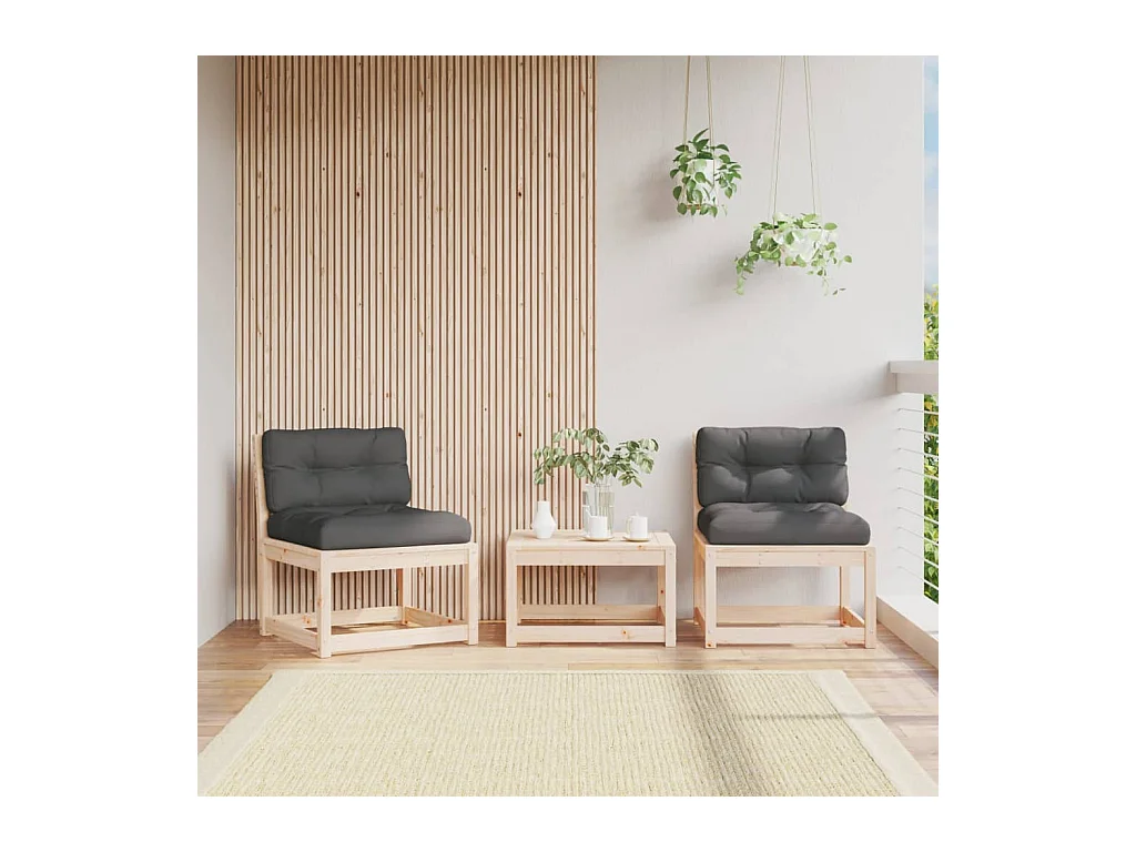 Divani da Giardino con Cuscini 2 pz Legno Massello di Pino