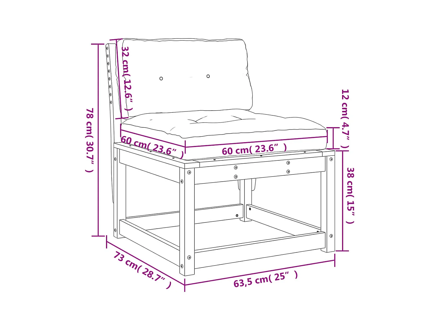 Gartensofas mit Kissen 2 Stk. Massivholz Kiefer