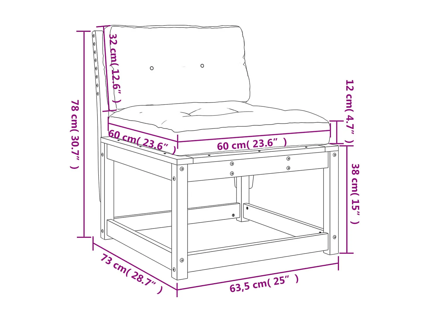 Divani da Giardino con Cuscini 2 pz Legno Massello di Pino