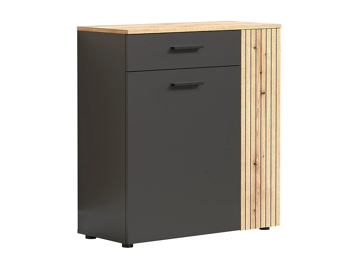 Esteban schoenenkast grijs, eik decor.