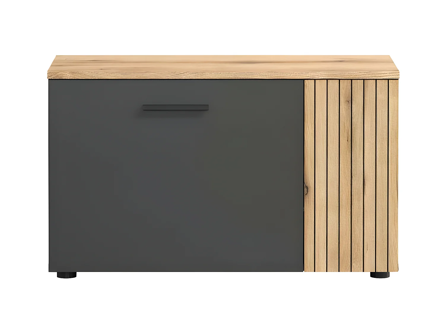 Esteban bank grijs, eik decor.