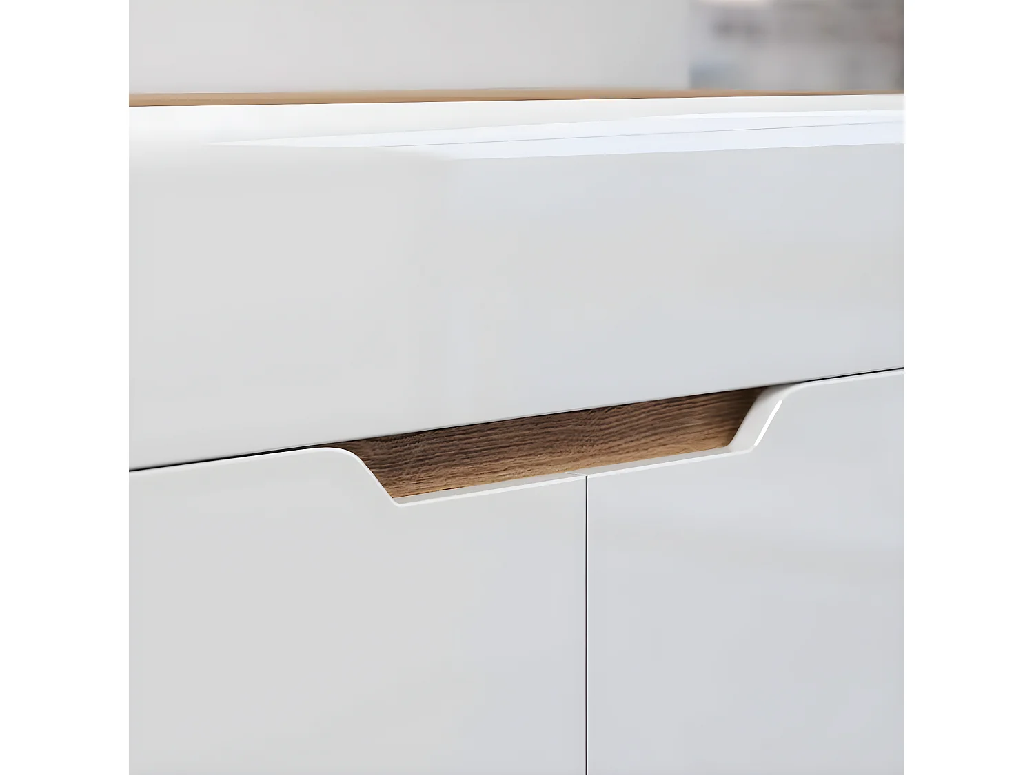 Marlon banc brillant blanc, chêne décor.