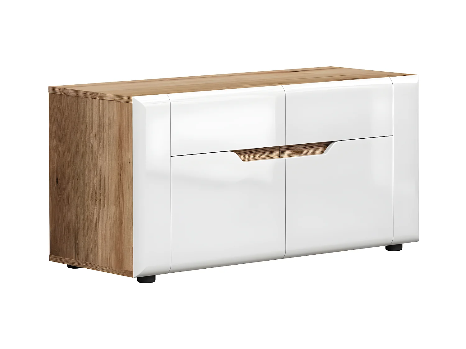 Marlon banc brillant blanc, chêne décor.