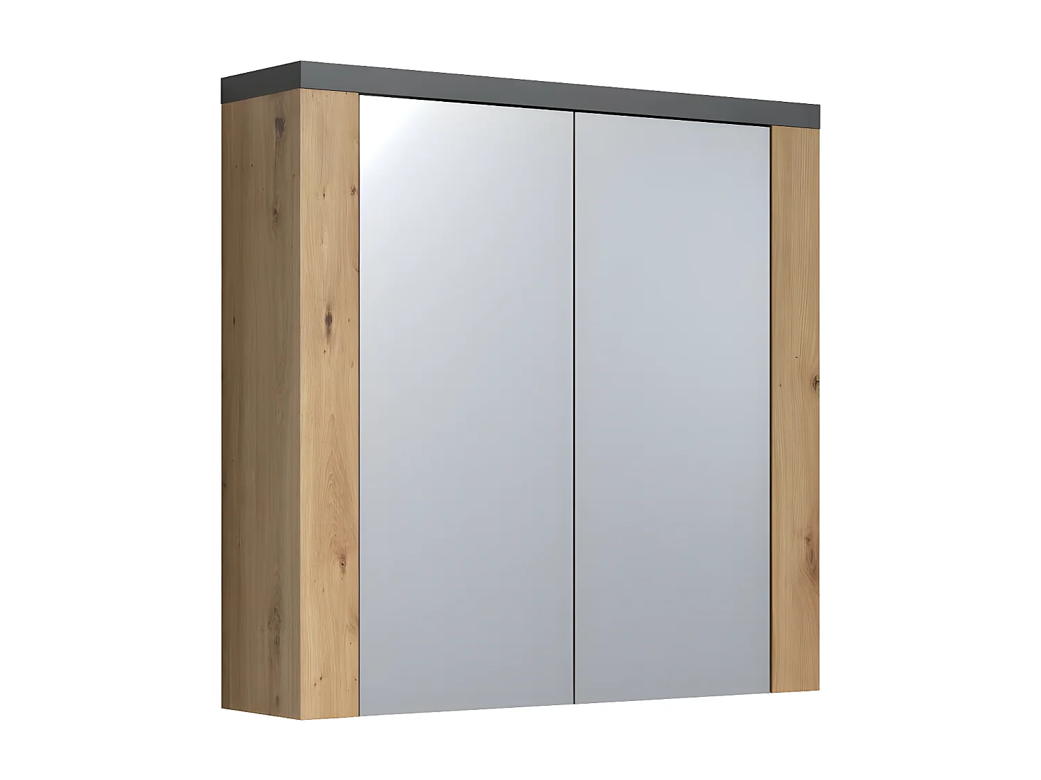 Segui l'arredo del bagno in rovere con mobiletto a specchio.