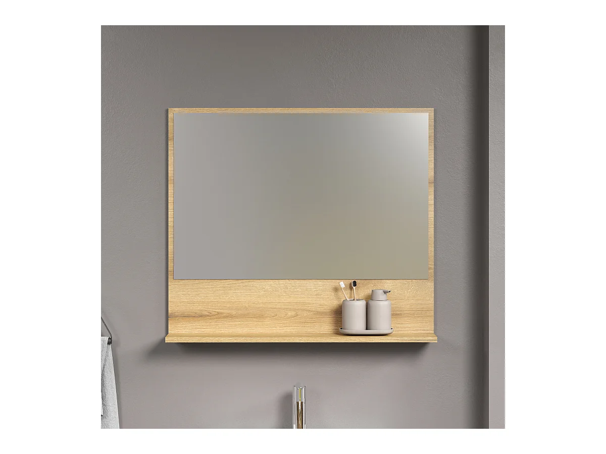 PureBliss Bad Spiegel 80cm mit Ablage Eiche dekor.