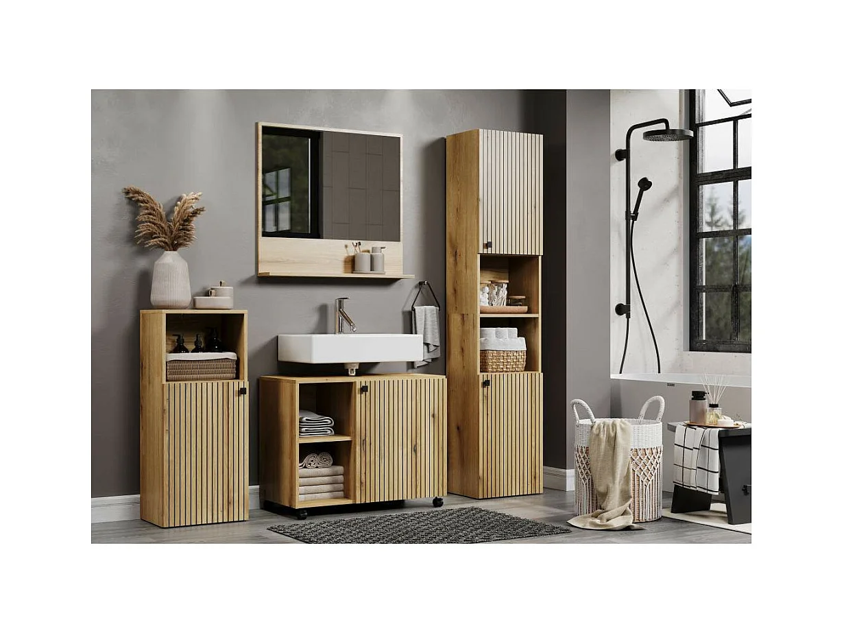 PureBliss Bad Spiegel 80cm mit Ablage Eiche dekor.