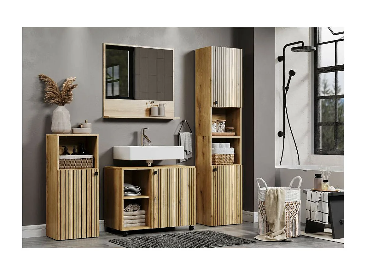 Miroir mural avec 1 tablette L80 cm - PUREBLISS