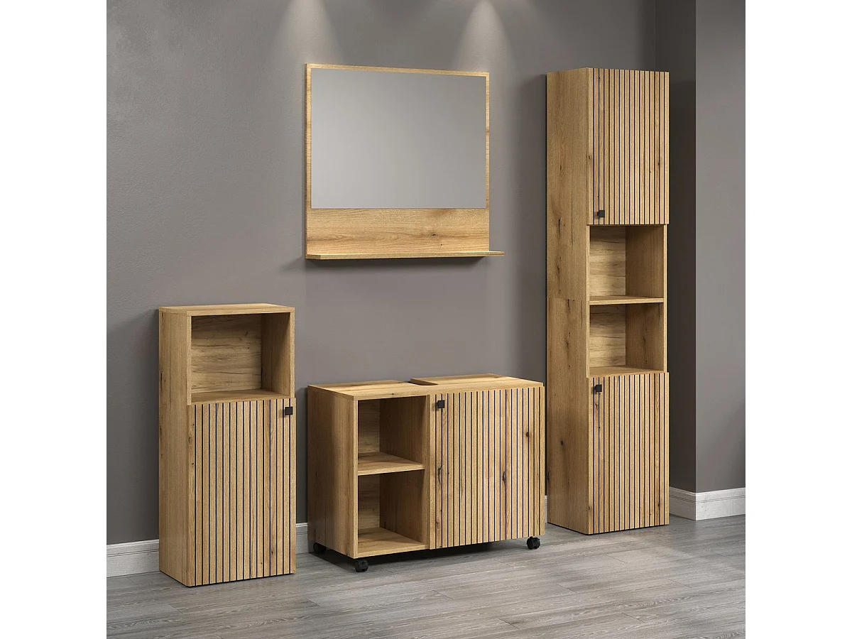 Miroir mural avec 1 tablette L80 cm - PUREBLISS