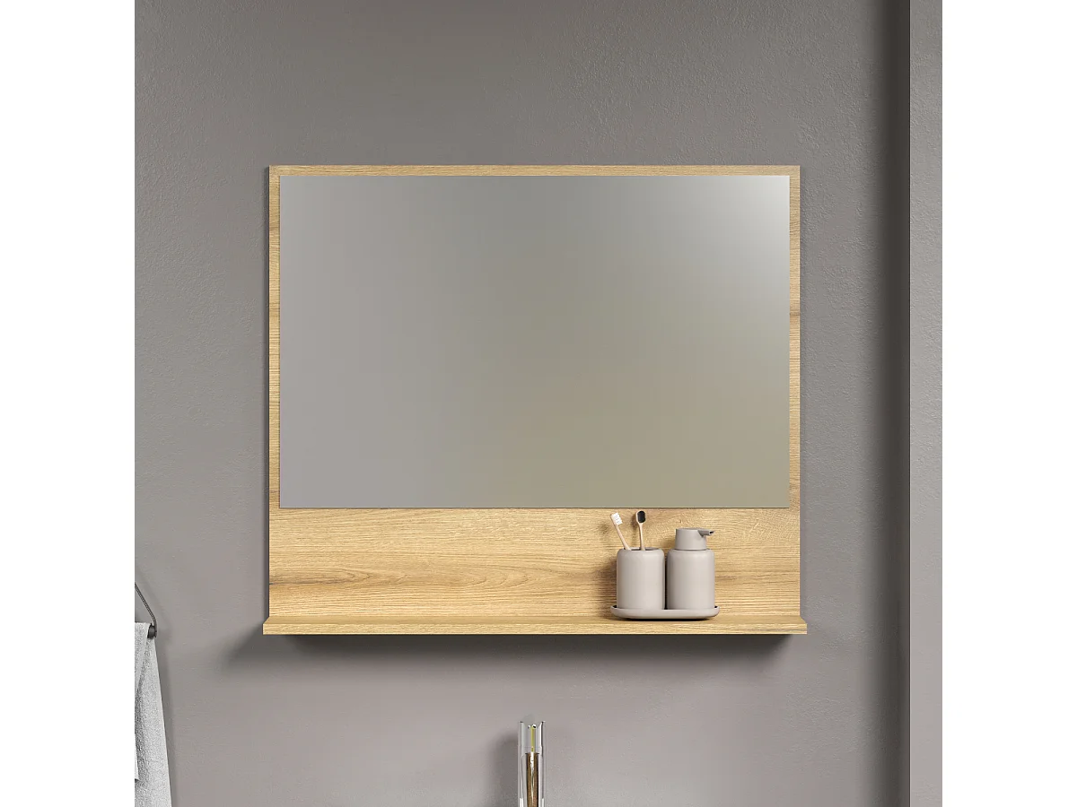 Miroir mural avec 1 tablette L80 cm - PUREBLISS