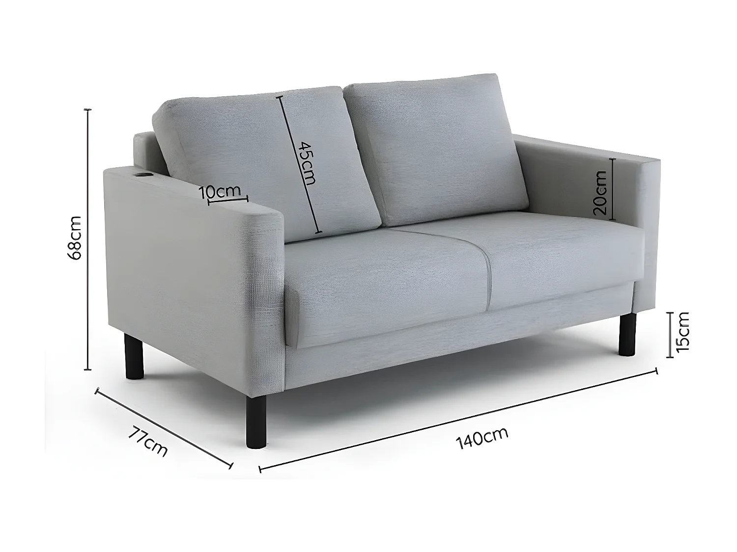CSS canapé 2 et 3 personnes gris.