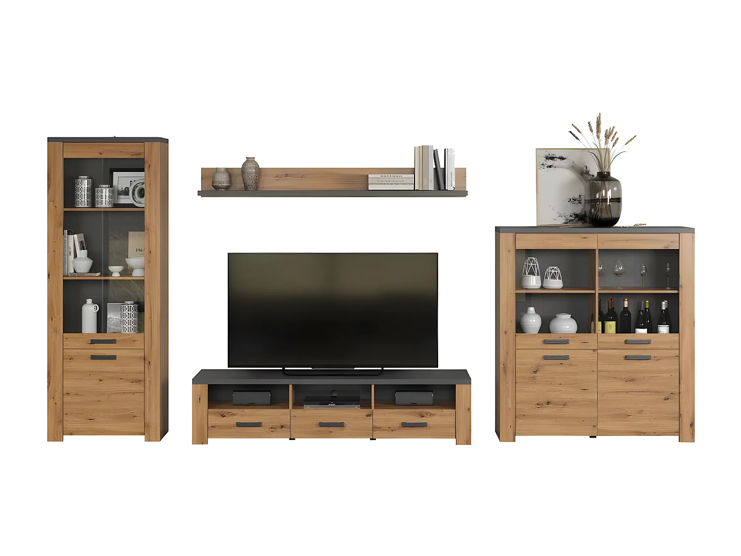 Follow bibliothèque système chêne décor.