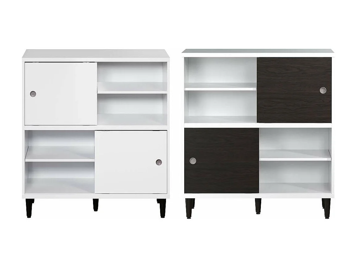 Evolution wandkast 2 deuren, 4 planken wit, zwart.